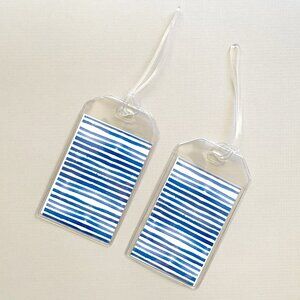 Blue and White Stripe Luggage Tags, Set of TWO